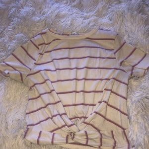 white w pink stripe crop top
